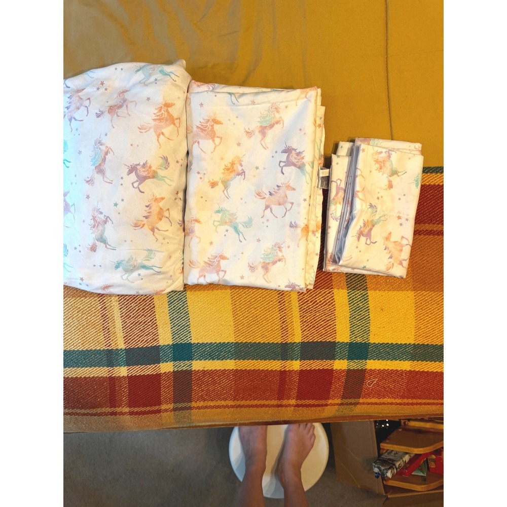 Your Zone Twin Sheet Set 3 Piece Unicorn Star Pastel Watercolor Kids Bedding